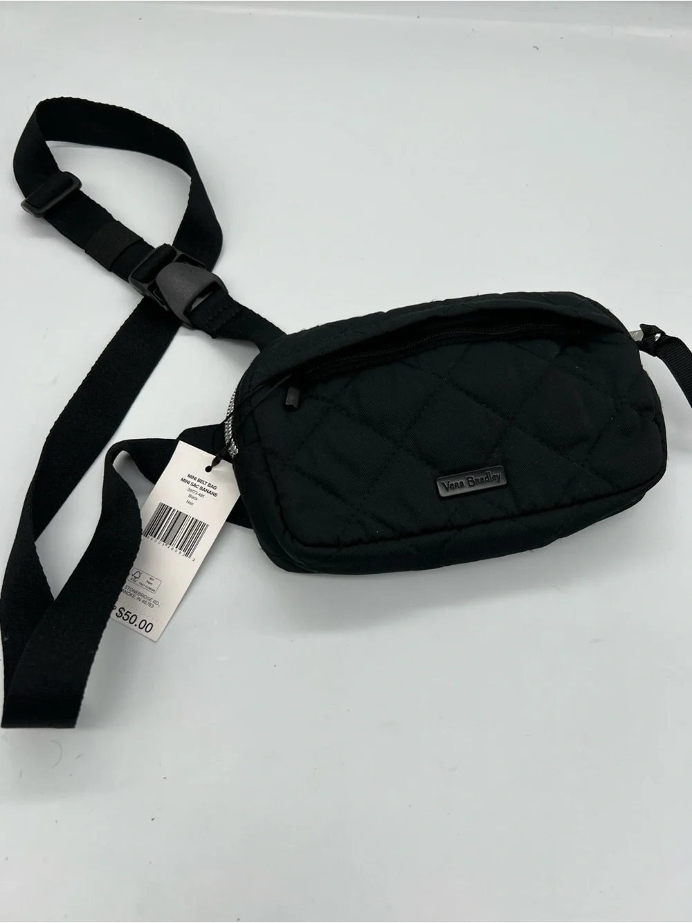 Vera Bradley Black Quilted Belt Bag / fanny pack with Adjustable Strap